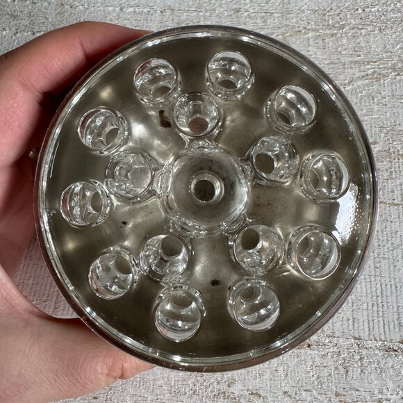 Vintage Silver Plated Small Bowl with Glass Flower Frog Insert - Picture 3 of 8